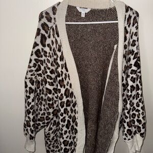 Leopard Print Open Front Cardigan